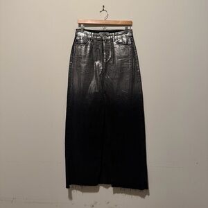 ZARA Maxi Foil Denim Skirt